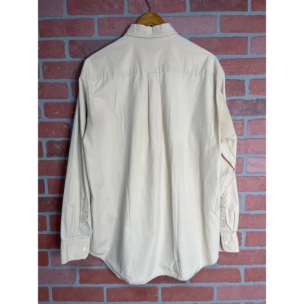 J Crew Mens Button Down Front Shirt Size Large Tan Neutral